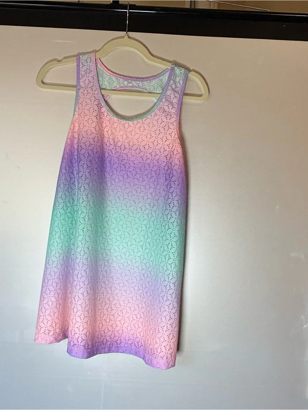Justice Pastel Ombre Lace-Overlay Tank - Mint Pink Lavender